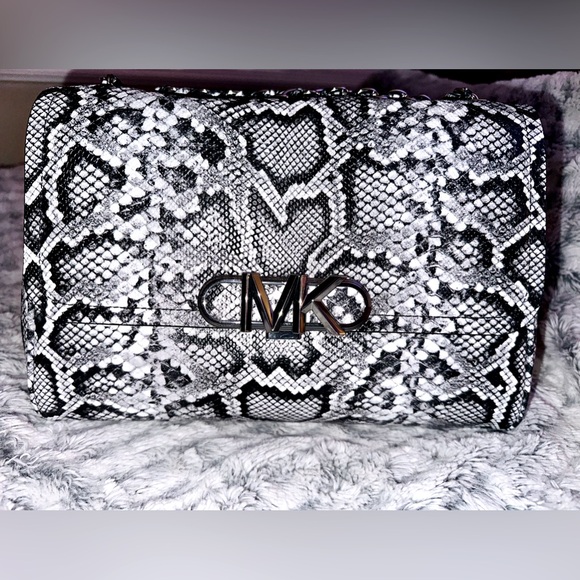 NWT Michael Kors “Parker” Snake Embossed Leather XL Convertible Shoulder Bag - Picture 1 of 9